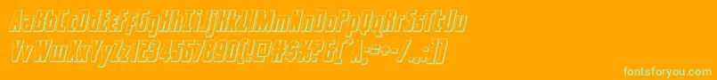 captcanaveral3dital-Schriftart – Grüne Schriften auf orangefarbenem Hintergrund