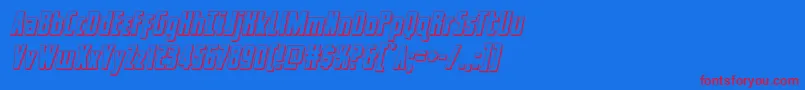 captcanaveral3dital-Schriftart – Rote Schriften auf blauem Hintergrund