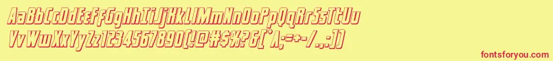 captcanaveral3dital-Schriftart – Rote Schriften auf gelbem Hintergrund