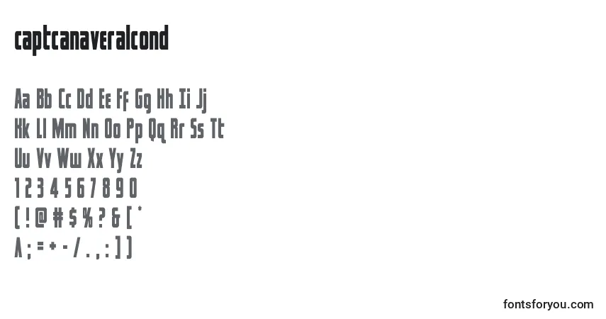 Czcionka Captcanaveralcond – alfabet, cyfry, specjalne znaki