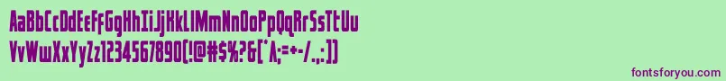captcanaveralcond-Schriftart – Violette Schriften auf grünem Hintergrund