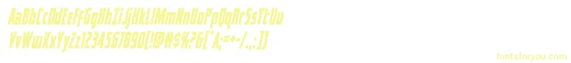 captcanaveralcondital-Schriftart – Gelbe Schriften auf weißem Hintergrund