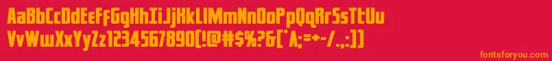 captcanaveralexpand-Schriftart – Orangefarbene Schriften auf rotem Hintergrund