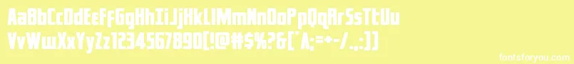 captcanaveralexpand-fontti – valkoiset fontit keltaisella taustalla