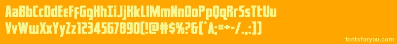 captcanaveralexpand-Schriftart – Gelbe Schriften auf orangefarbenem Hintergrund