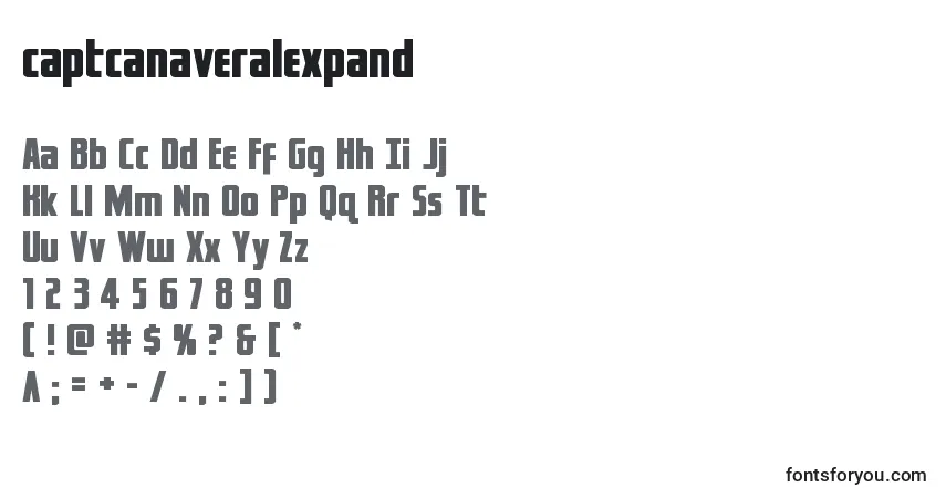 A fonte Captcanaveralexpand (122777) – alfabeto, números, caracteres especiais