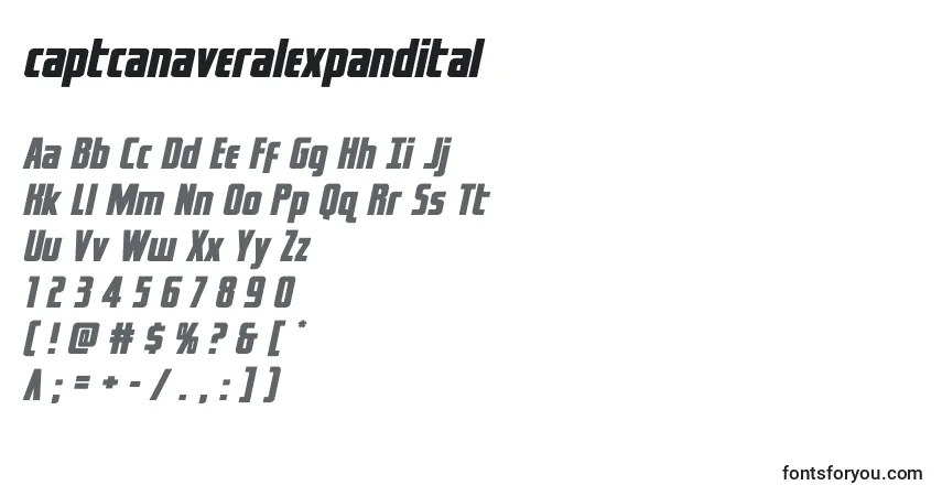 Шрифт Captcanaveralexpandital – алфавит, цифры, специальные символы