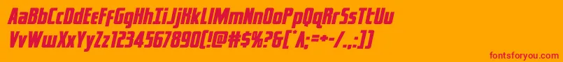 フォントcaptcanaveralexpandital – オレンジの背景に赤い文字