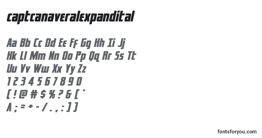 Czcionka Captcanaveralexpandital (122779) – alfabet, cyfry, specjalne znaki