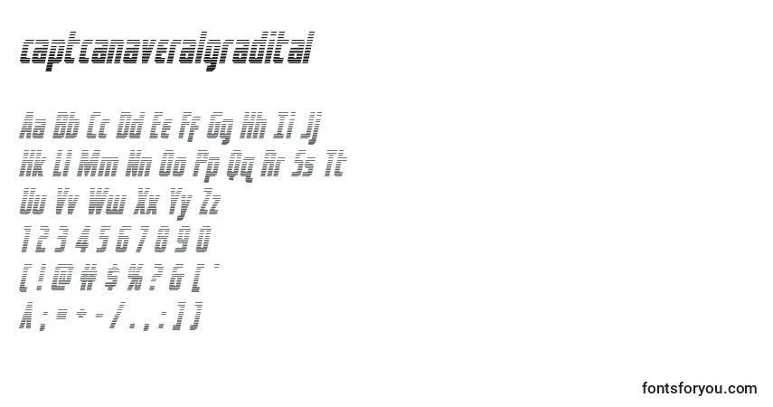 Schriftart Captcanaveralgradital (122783) – Alphabet, Zahlen, spezielle Symbole