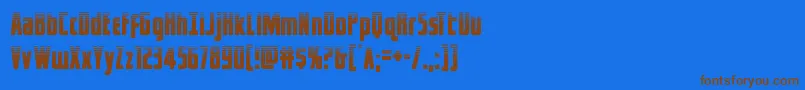 フォントcaptcanaveralhalf – 茶色の文字が青い背景にあります。