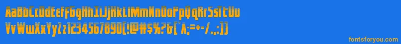 フォントcaptcanaveralhalf – オレンジ色の文字が青い背景にあります。