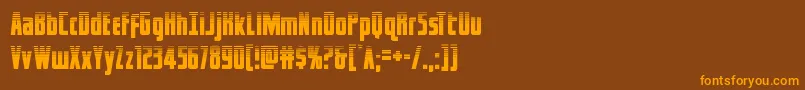 captcanaveralhalf-Schriftart – Orangefarbene Schriften auf braunem Hintergrund