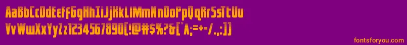 captcanaveralhalf-Schriftart – Orangefarbene Schriften auf violettem Hintergrund