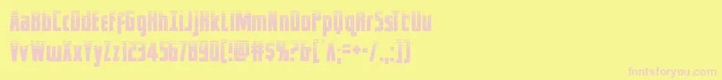 captcanaveralhalf-Schriftart – Rosa Schriften auf gelbem Hintergrund