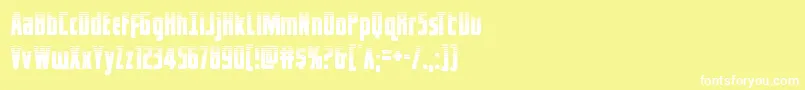 フォントcaptcanaveralhalf – 黄色い背景に白い文字