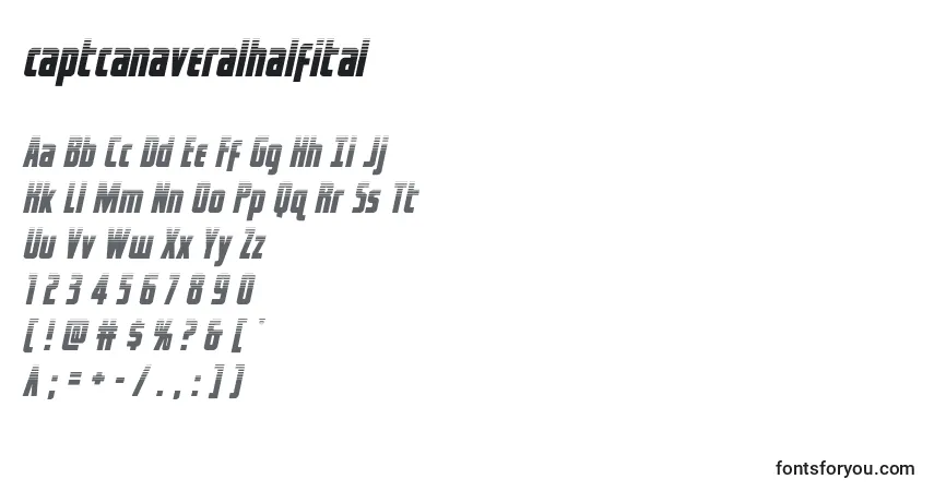 Fuente Captcanaveralhalfital - alfabeto, números, caracteres especiales