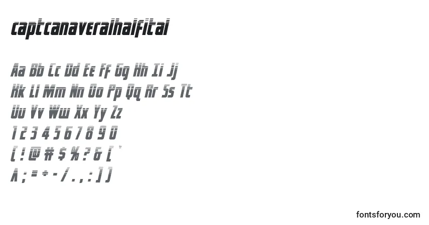 Schriftart Captcanaveralhalfital (122787) – Alphabet, Zahlen, spezielle Symbole