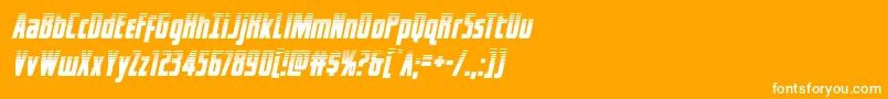 captcanaveralhalfital-fontti – valkoiset fontit oranssilla taustalla