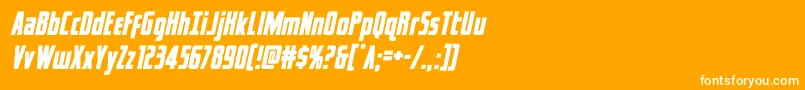 captcanaveralital-Schriftart – Weiße Schriften auf orangefarbenem Hintergrund