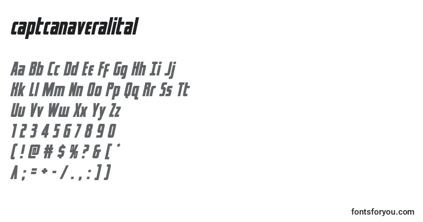 Captcanaveralital (122789)-fontti – aakkoset, numerot, erikoismerkit