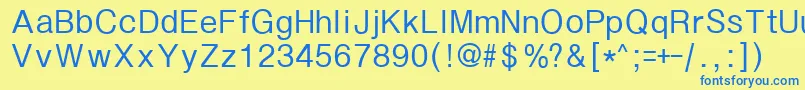 フォントSeutum – 青い文字が黄色の背景にあります。