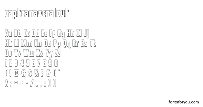 Czcionka Captcanaveralout – alfabet, cyfry, specjalne znaki