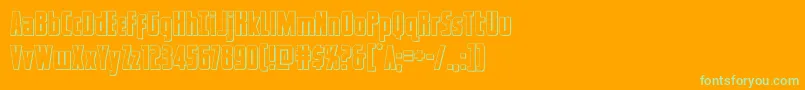 captcanaveralout-Schriftart – Grüne Schriften auf orangefarbenem Hintergrund