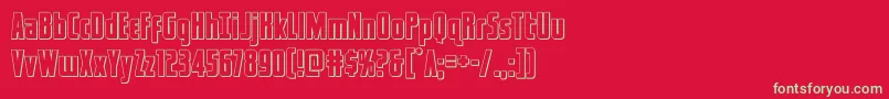 captcanaveralout-Schriftart – Grüne Schriften auf rotem Hintergrund