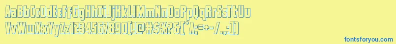 Fonte captcanaveralout – fontes azuis em um fundo amarelo