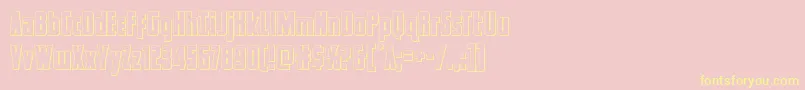 captcanaveralout-Schriftart – Gelbe Schriften auf rosa Hintergrund