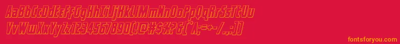 captcanaveraloutital-Schriftart – Orangefarbene Schriften auf rotem Hintergrund