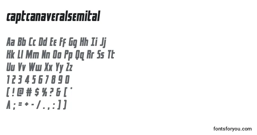 Captcanaveralsemital-fontti – aakkoset, numerot, erikoismerkit