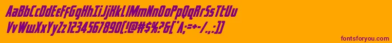 captcanaveralsuperital-Schriftart – Violette Schriften auf orangefarbenem Hintergrund