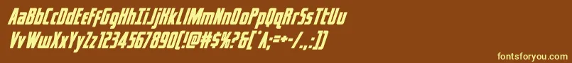 captcanaveralsuperital-fontti – keltaiset fontit ruskealla taustalla