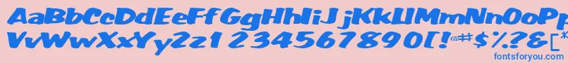 Fonte Fatbackplus14RegularTtext – fontes azuis em um fundo rosa