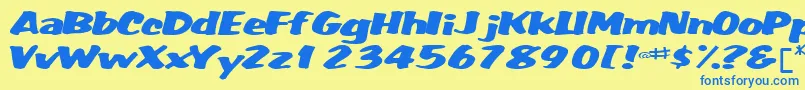 Fatbackplus14RegularTtext-Schriftart – Blaue Schriften auf gelbem Hintergrund