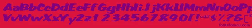 Fonte Fatbackplus14RegularTtext – fontes roxas em um fundo vermelho