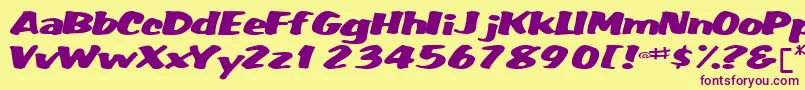 Fatbackplus14RegularTtext-Schriftart – Violette Schriften auf gelbem Hintergrund