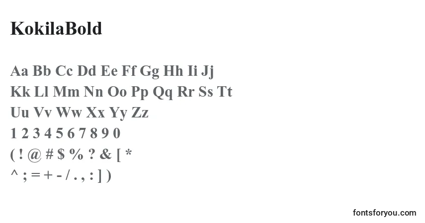 Schriftart KokilaBold – Alphabet, Zahlen, spezielle Symbole