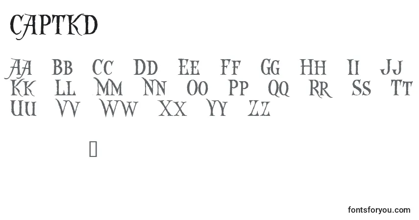 A fonte CAPTKD   (122800) – alfabeto, números, caracteres especiais