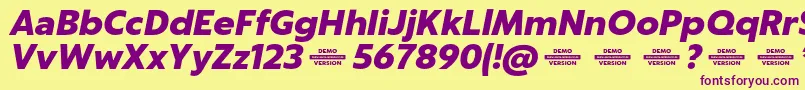 Captura BlackItalicDemo Font – Purple Fonts on Yellow Background