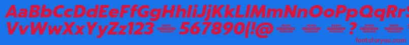 Captura BlackItalicDemo Font – Red Fonts on Blue Background