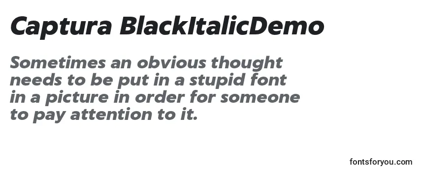 Überblick über die Schriftart Captura BlackItalicDemo