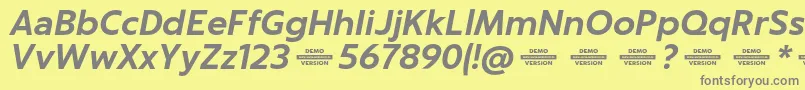 Captura BoldItalicDemo-Schriftart – Graue Schriften auf gelbem Hintergrund