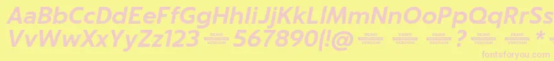 Captura BoldItalicDemo-fontti – vaaleanpunaiset fontit keltaisella taustalla