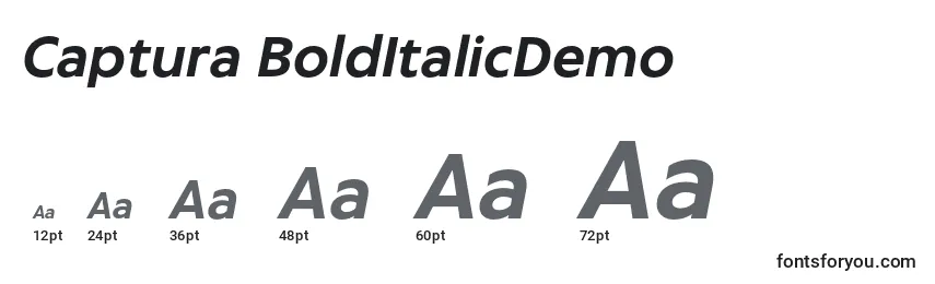 Größen der Schriftart Captura BoldItalicDemo