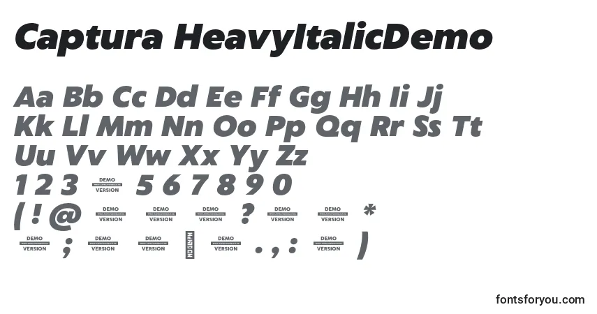 Captura HeavyItalicDemo-fontti – aakkoset, numerot, erikoismerkit