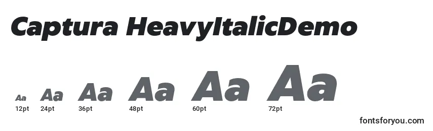 Размеры шрифта Captura HeavyItalicDemo