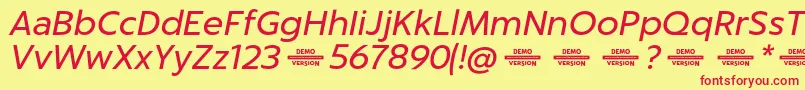 Captura ItalicDemo Font – Red Fonts on Yellow Background